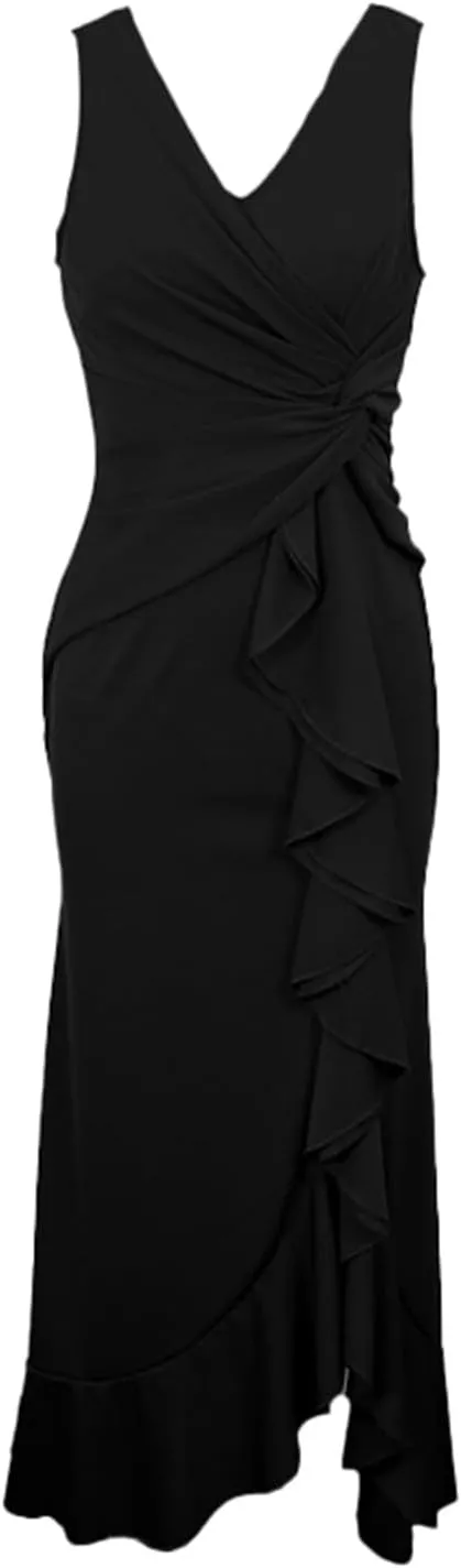 2025 Women's Spring Summer V-Neck Wrap Maxi Dress Sleeveless Ruched Ruffle Sundress for Wedding Guest, Graduation, Party