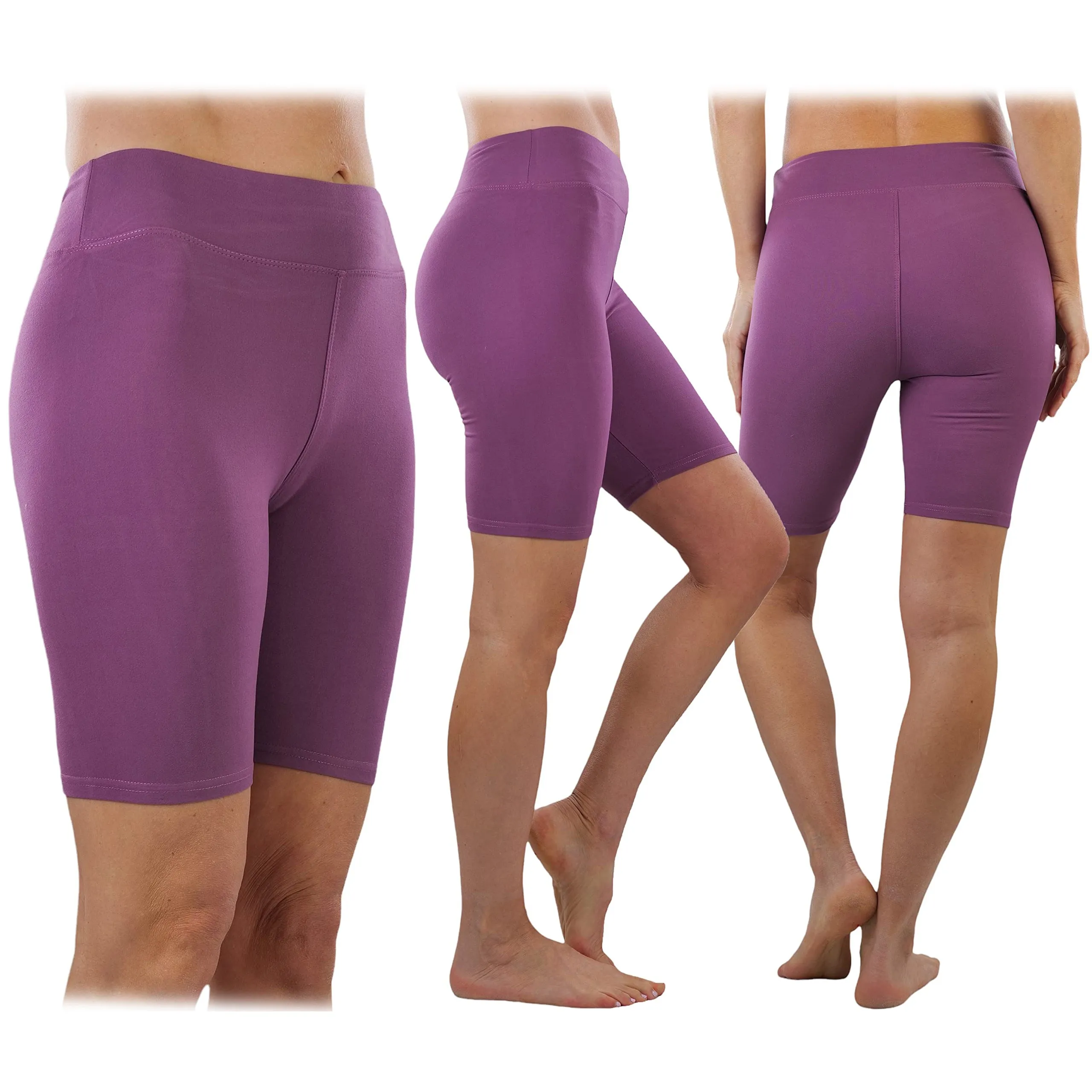 4-Pack: ToBeInStyle Women's Mid Thigh Length High Waisted Stretchy Microfiber Leggings