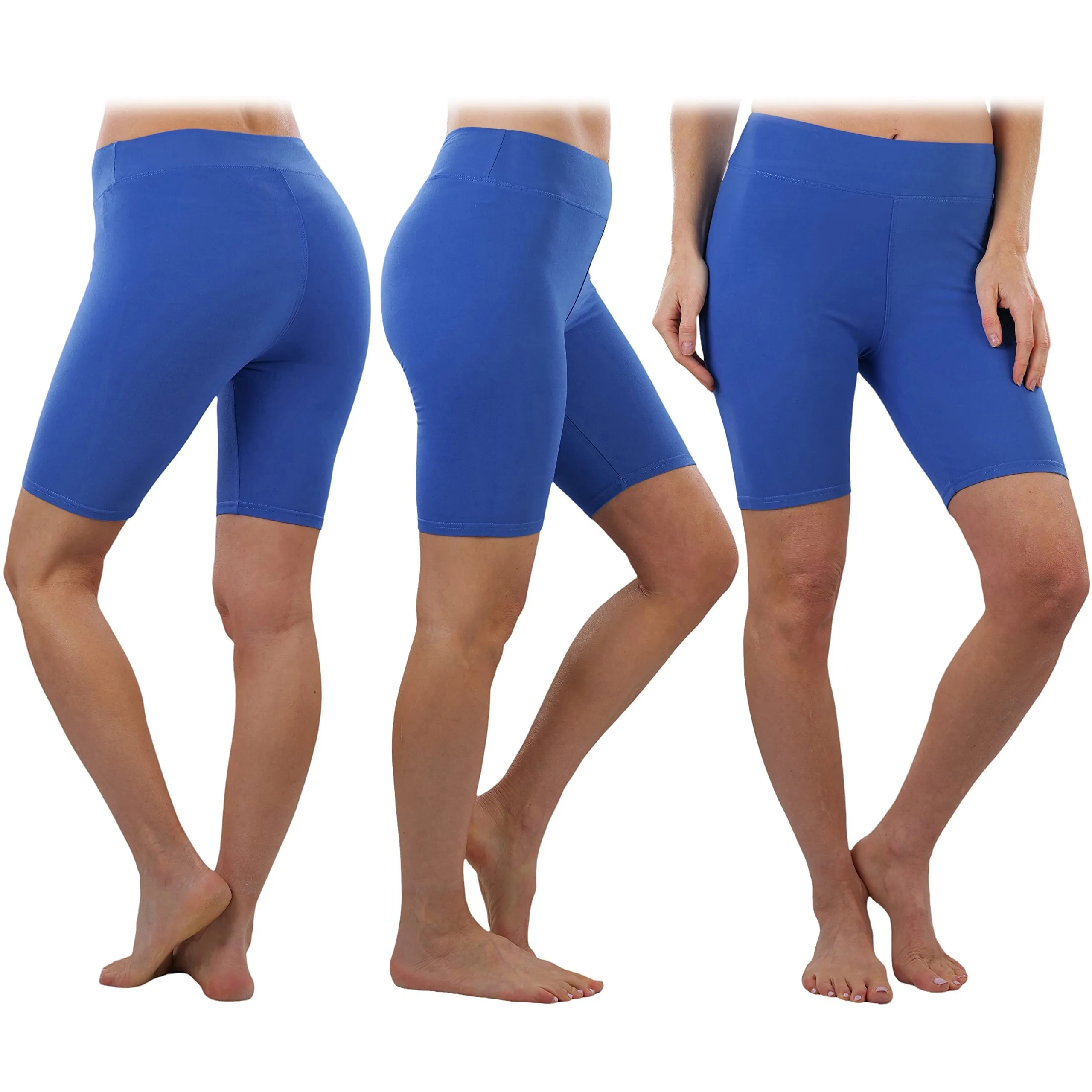 4-Pack: ToBeInStyle Women's Mid Thigh Length High Waisted Stretchy Microfiber Leggings