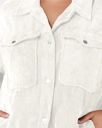 Amaris Corduroy Shacket | Ivory