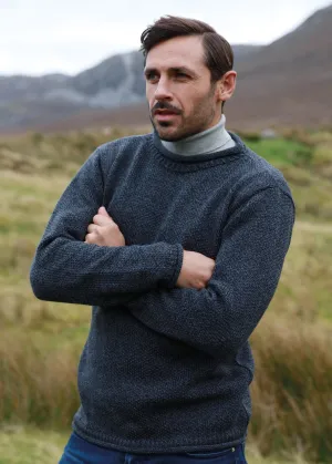 Aran Roll Neck Sweater | Charcoal