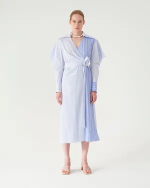 Arlo Dress Cotton Pinstripe Blue