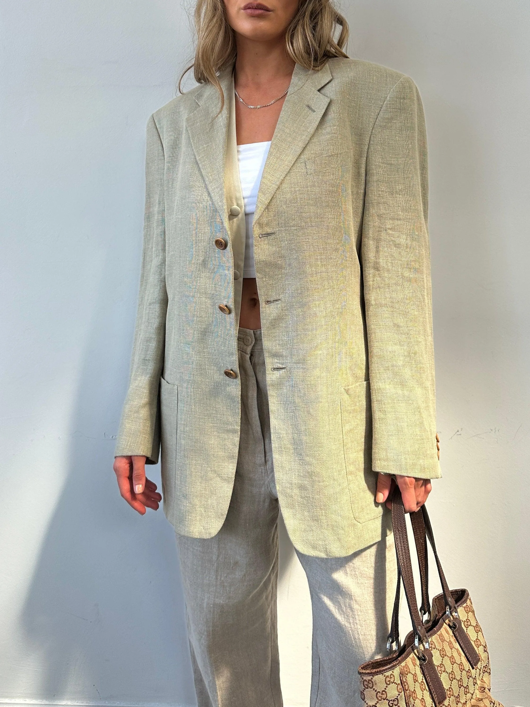 Armani Collezioni Linen Wool Single Breasted Blazer - 42R/L