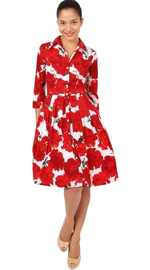 Audrey Dress Shirt Collar 3/4 Sleeve Regular Cotton Stretch (Cyprus Bloom)