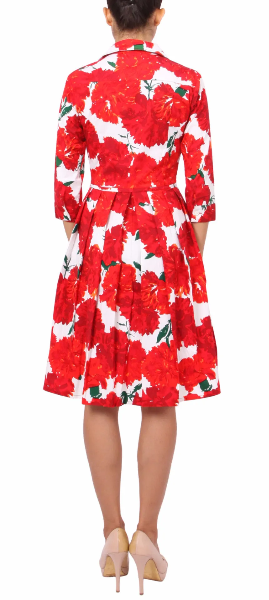 Audrey Dress Shirt Collar 3/4 Sleeve Regular Cotton Stretch (Cyprus Bloom)