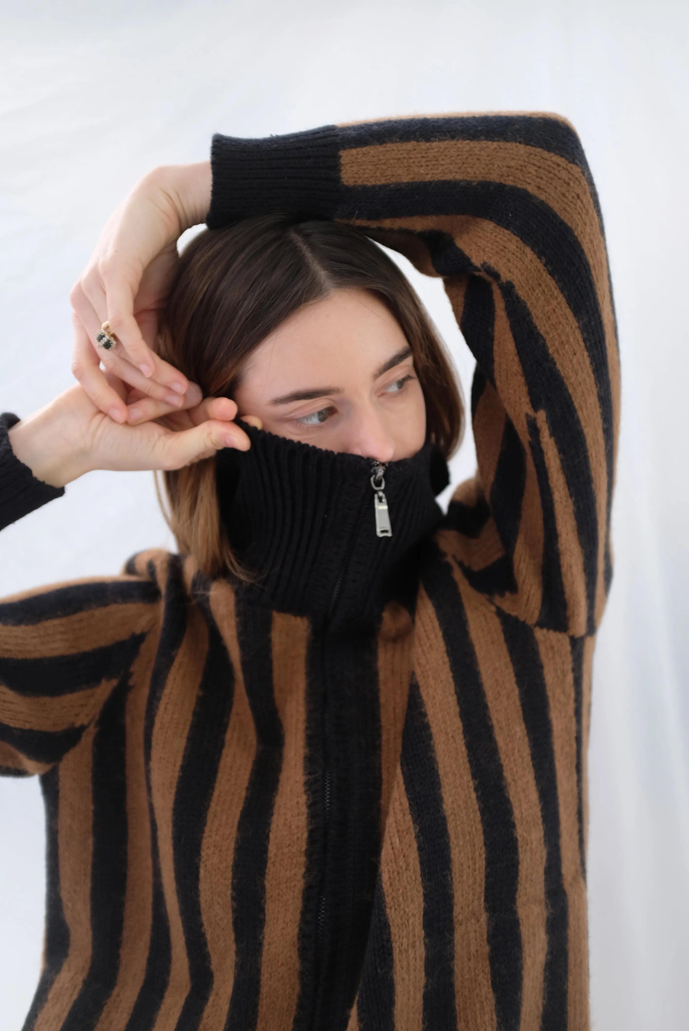Beklina Knit Bomber Jacket Cocoa/Black