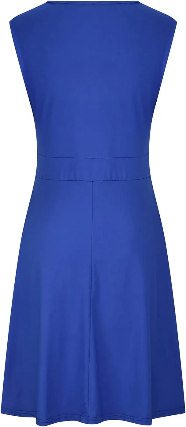 Binmer Womens Plus Size Dresses Sleeveless/Short Sleeve Wrap V-Neck Sundress Casual Summer Wedding Cocktail Dress with Pocket