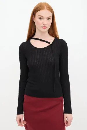 Black Cashmere Ribbed Sweater