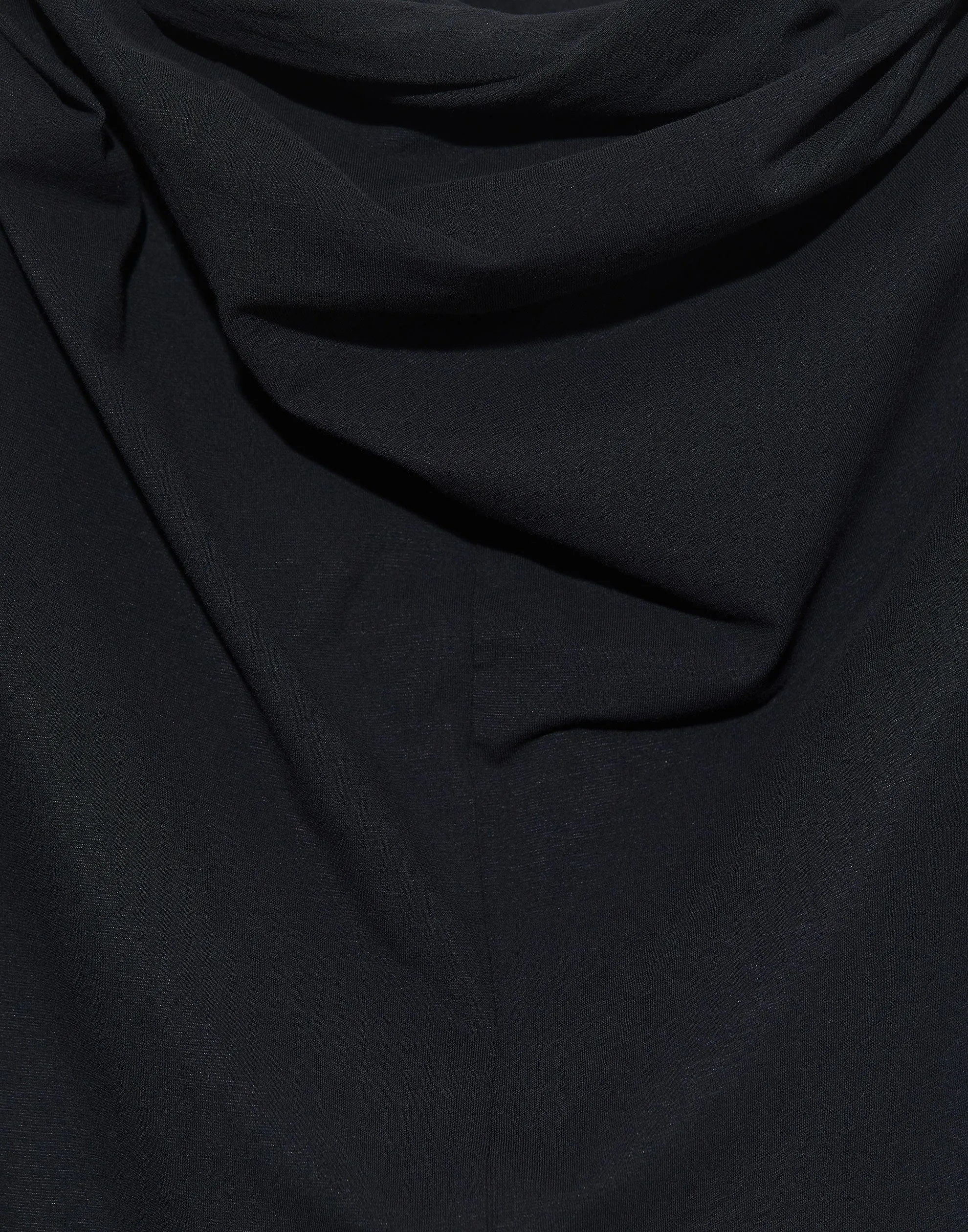 Black Cotton Draped Sweater Dress