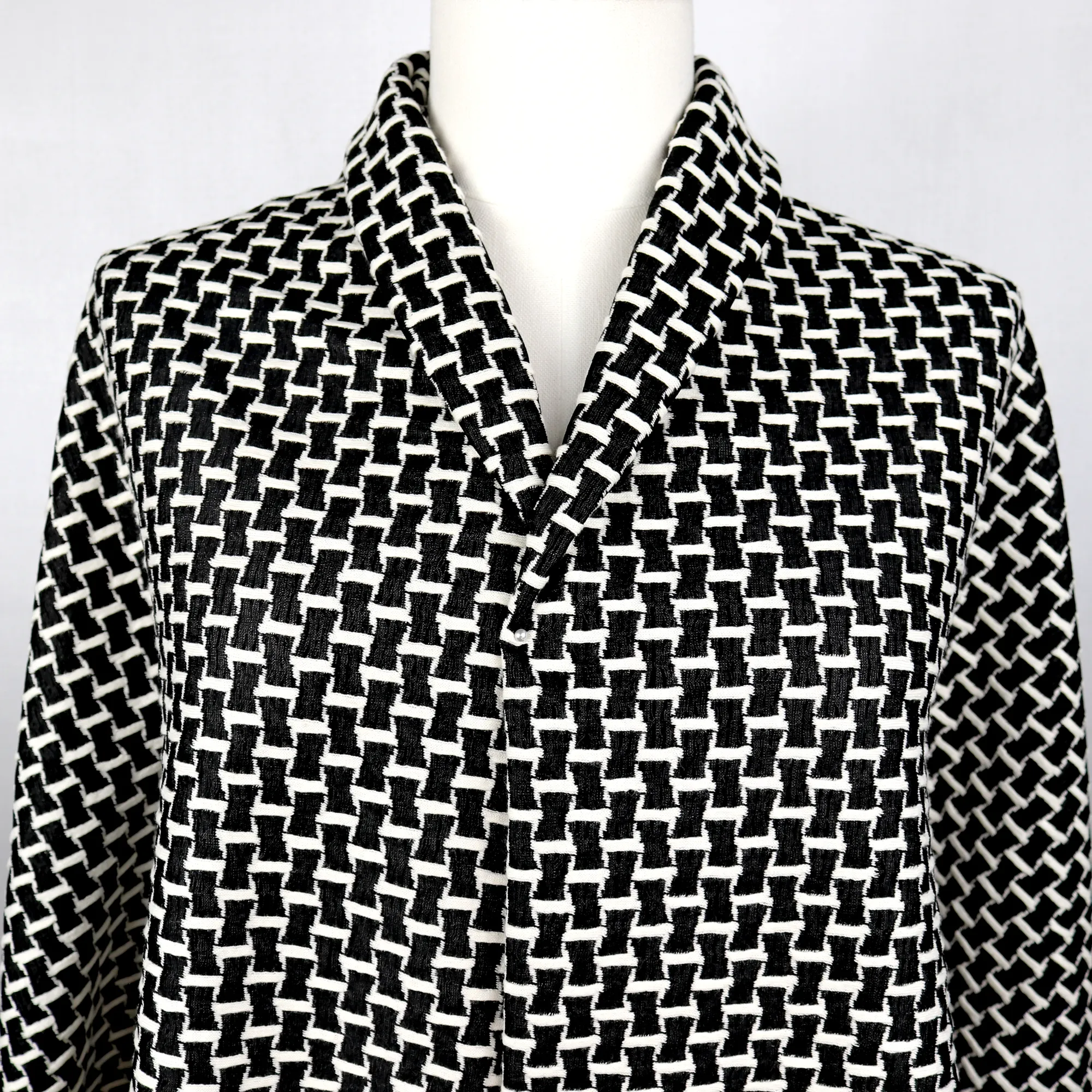 Black-Ivory Cotton Poly Span Jacquard Fabric by the Yard