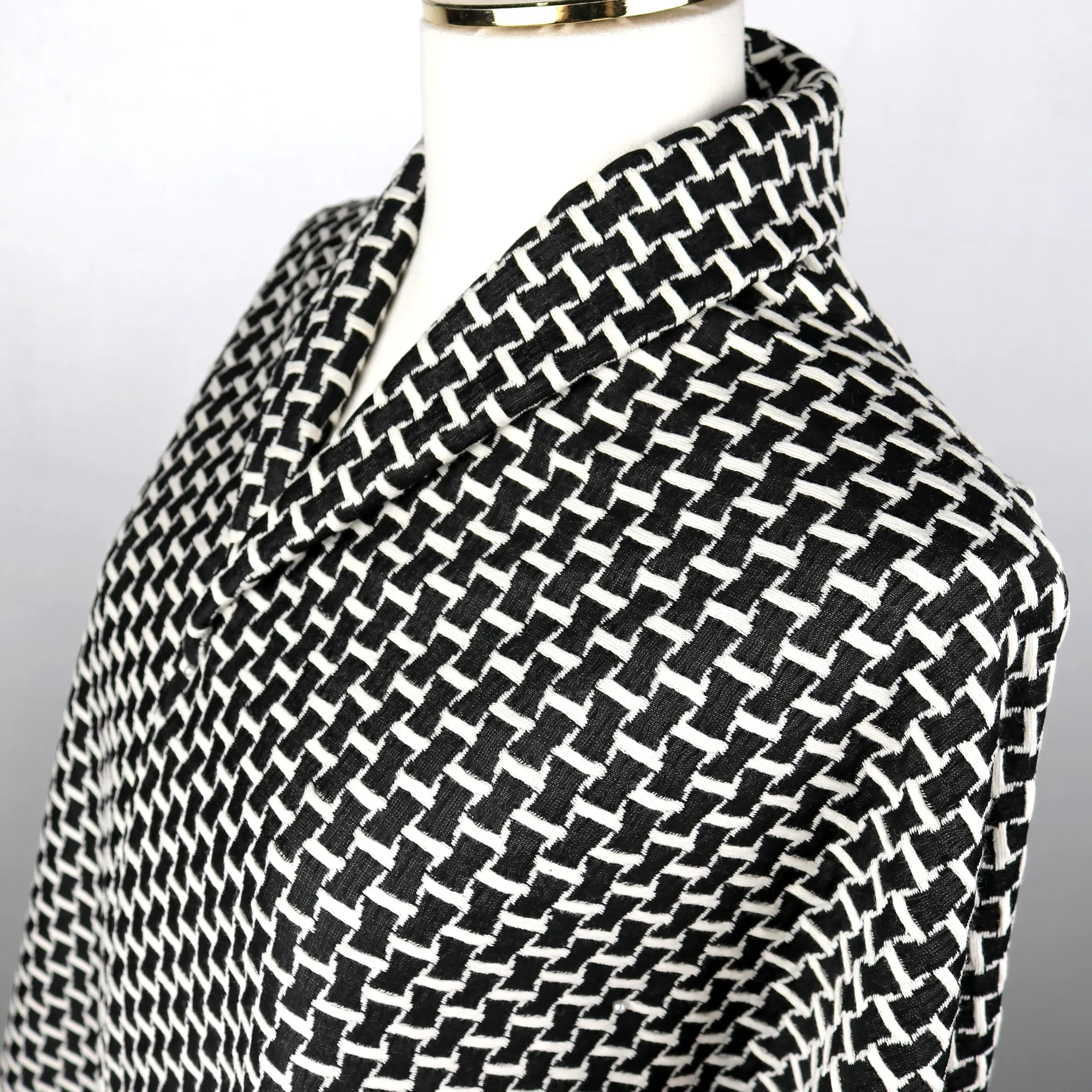 Black-Ivory Cotton Poly Span Jacquard Fabric by the Yard