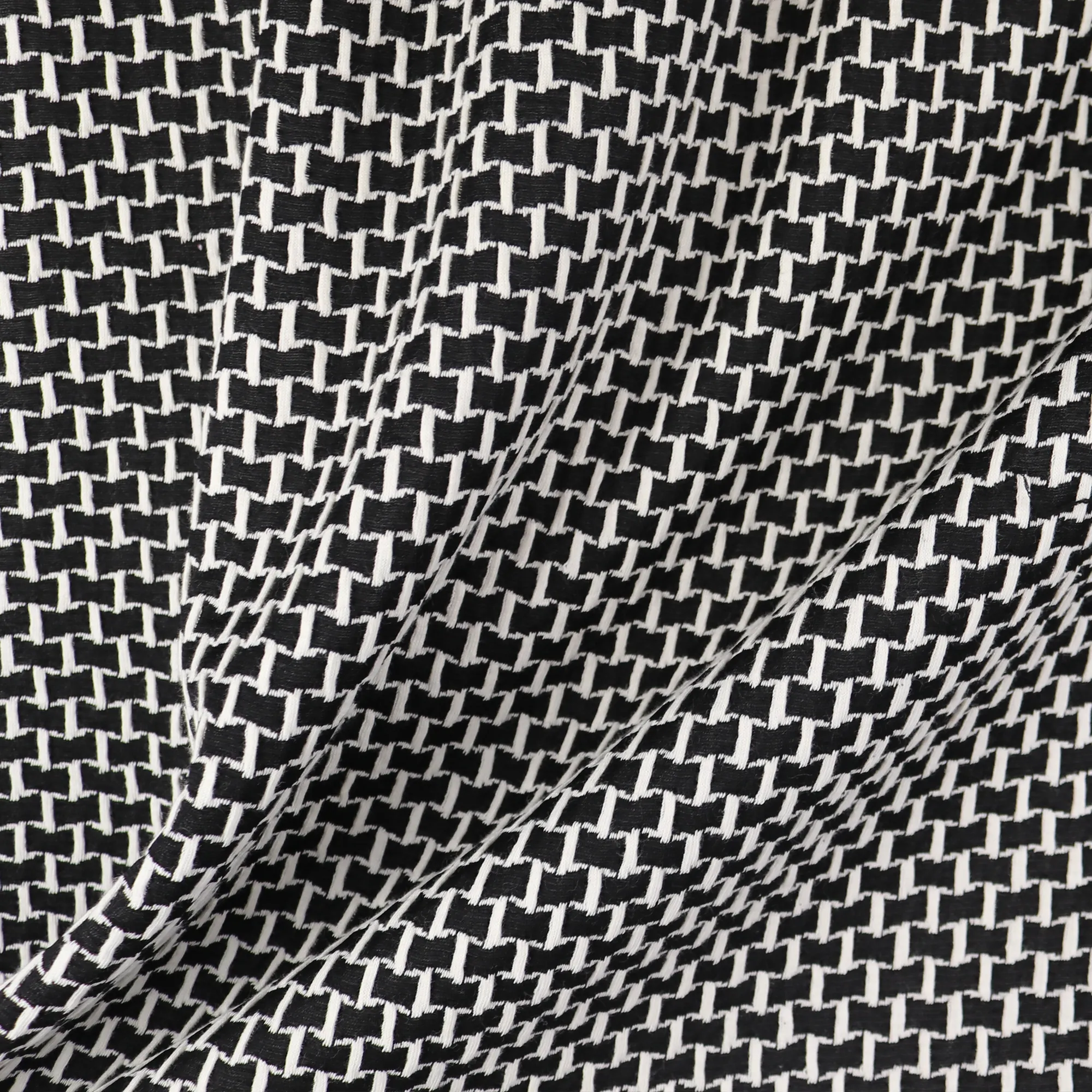 Black-Ivory Cotton Poly Span Jacquard Fabric by the Yard