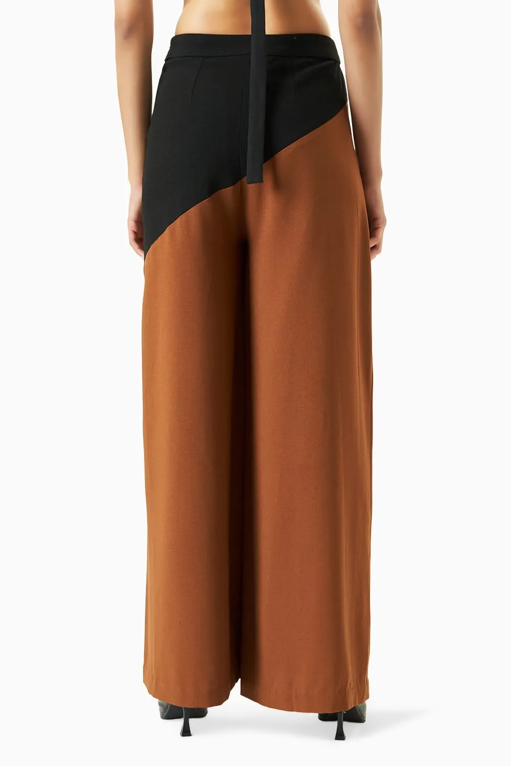 Black Polo Top with Cedar Colourblock Pants