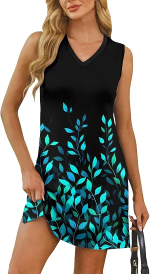Boho Summer Dresses for Women 2025 V-Neck Beach Dress Vacation Women's Sleeveless Floral Sundress with Split