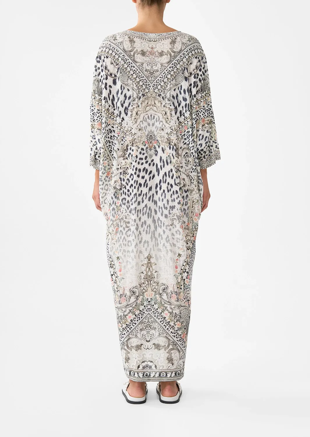 CAMILLA | MARBLE HEAVEN JERSEY V NECK BATWING KAFTAN