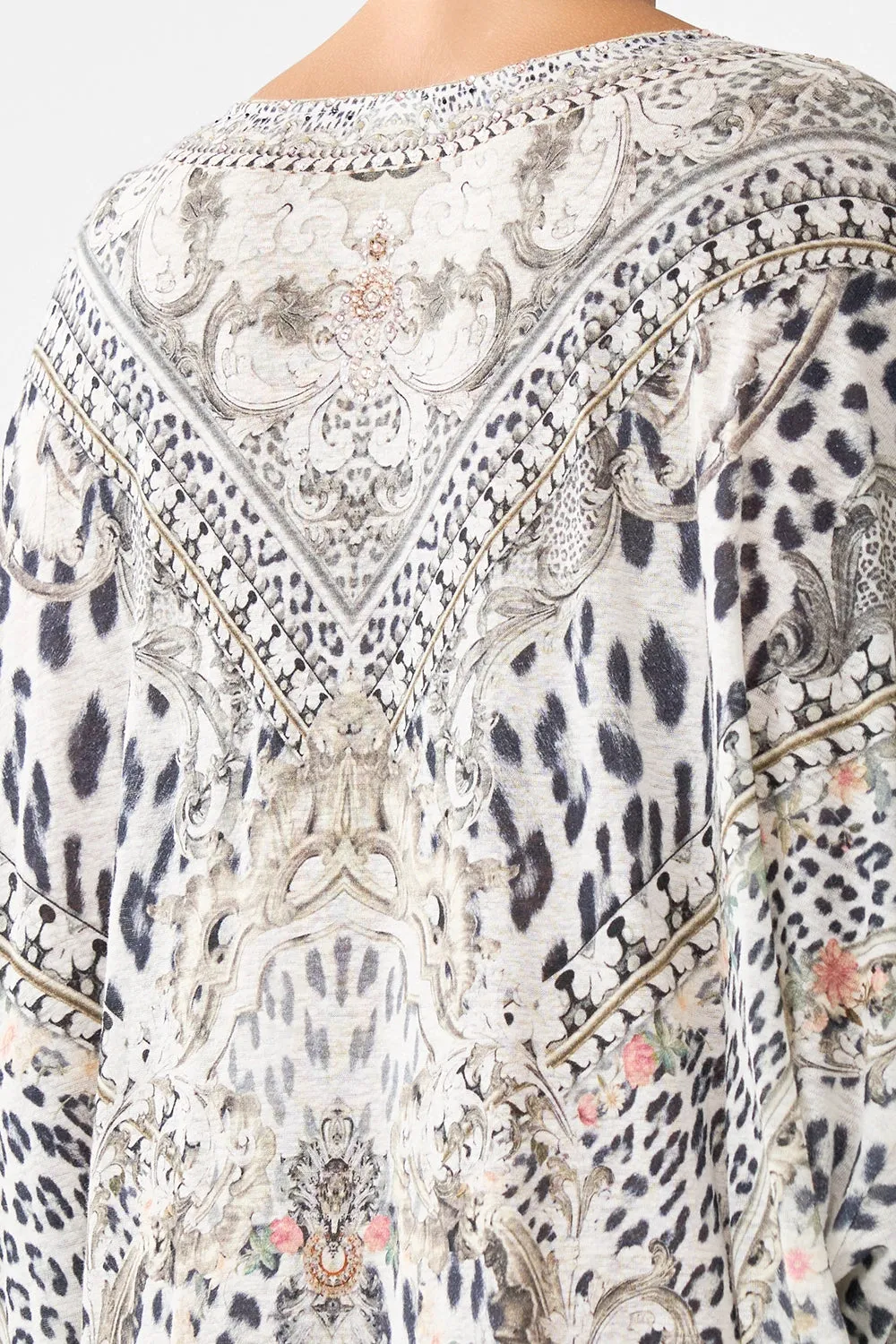 CAMILLA | MARBLE HEAVEN JERSEY V NECK BATWING KAFTAN