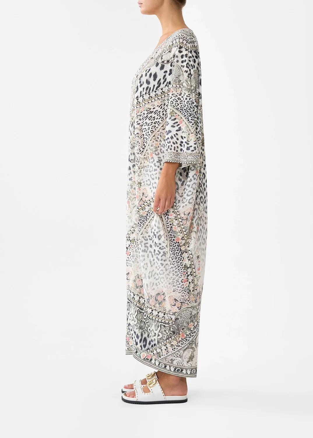 CAMILLA | MARBLE HEAVEN JERSEY V NECK BATWING KAFTAN