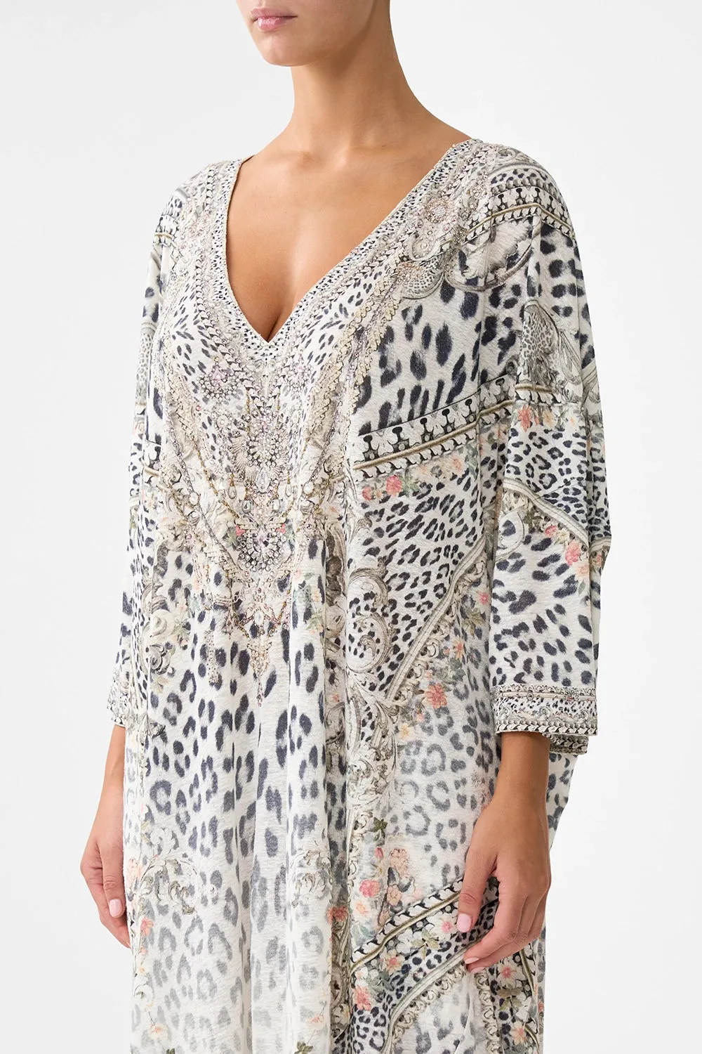 CAMILLA | MARBLE HEAVEN JERSEY V NECK BATWING KAFTAN