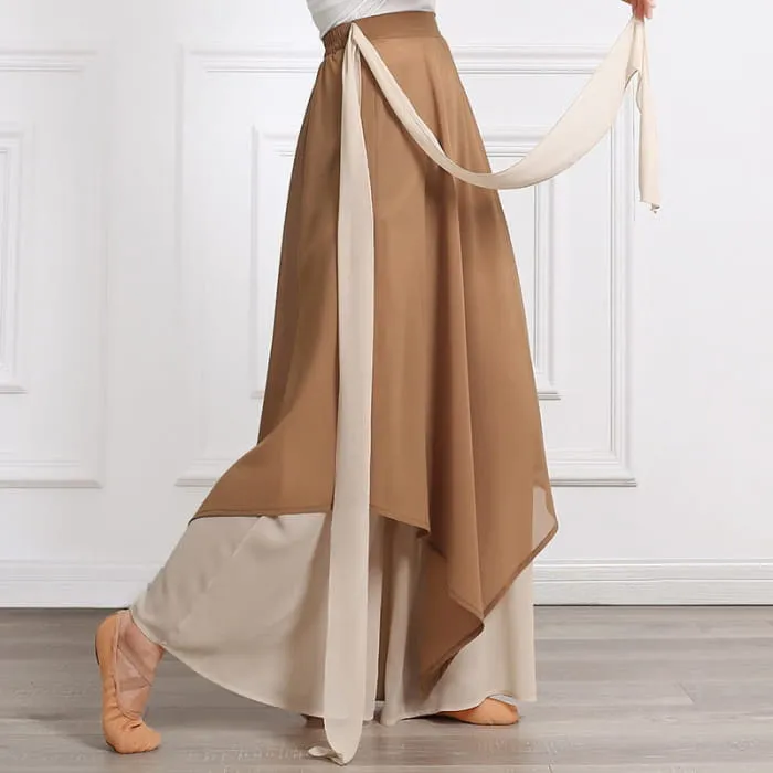 Chic High Waist Lace Up Flowy Wide Leg Casual Pants