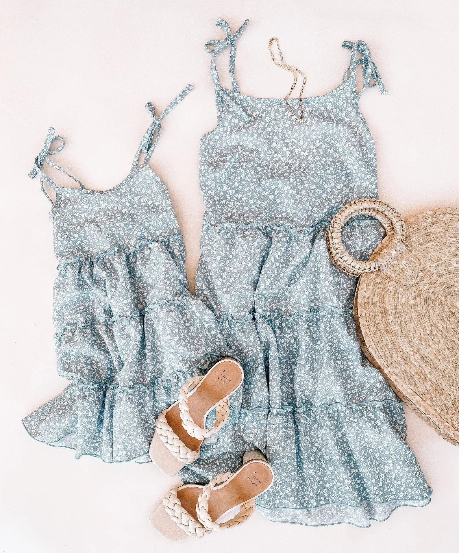 Darling Dusty Blue Mommy and Me Matching Dresses