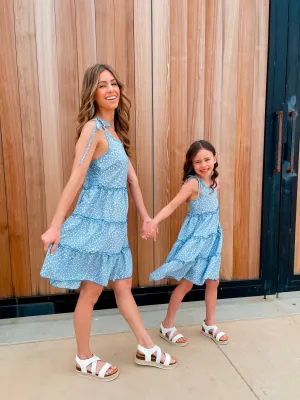 Darling Dusty Blue Mommy and Me Matching Dresses