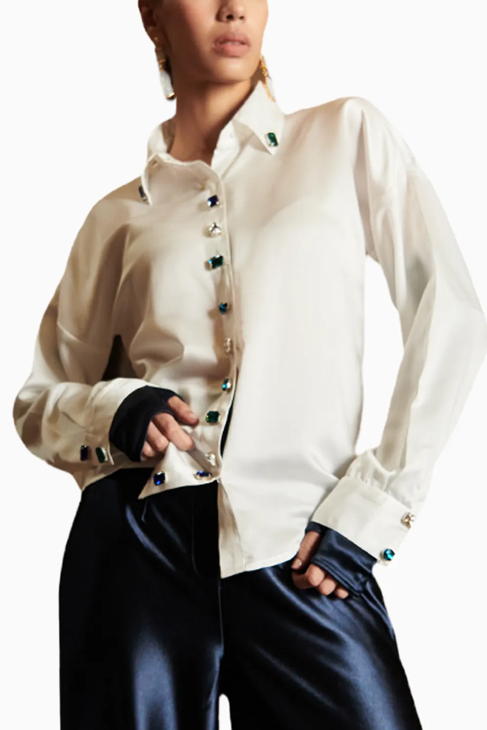 Embroidered Shirt With Wide Pants
