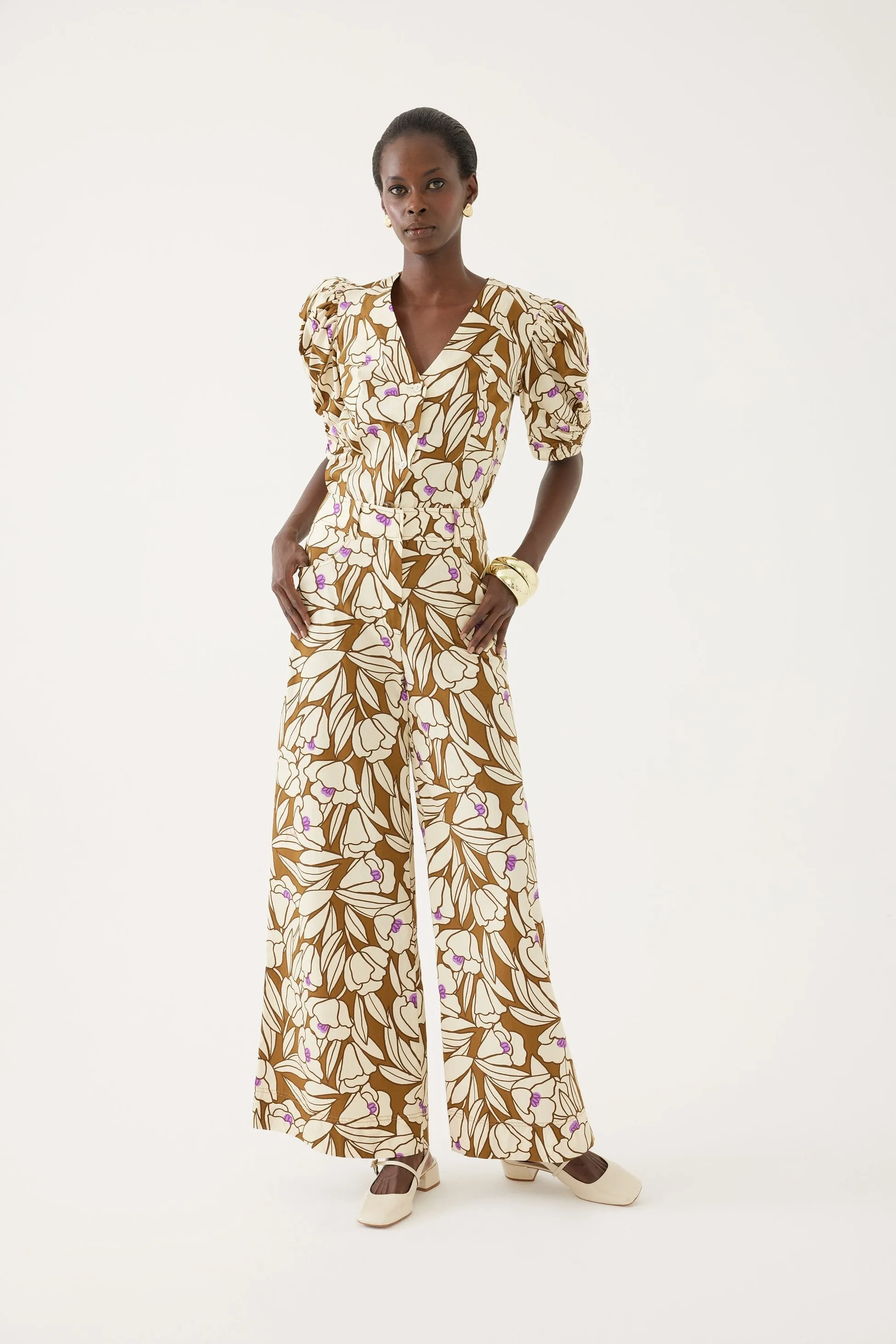 Floral-Print Wide Leg Pants