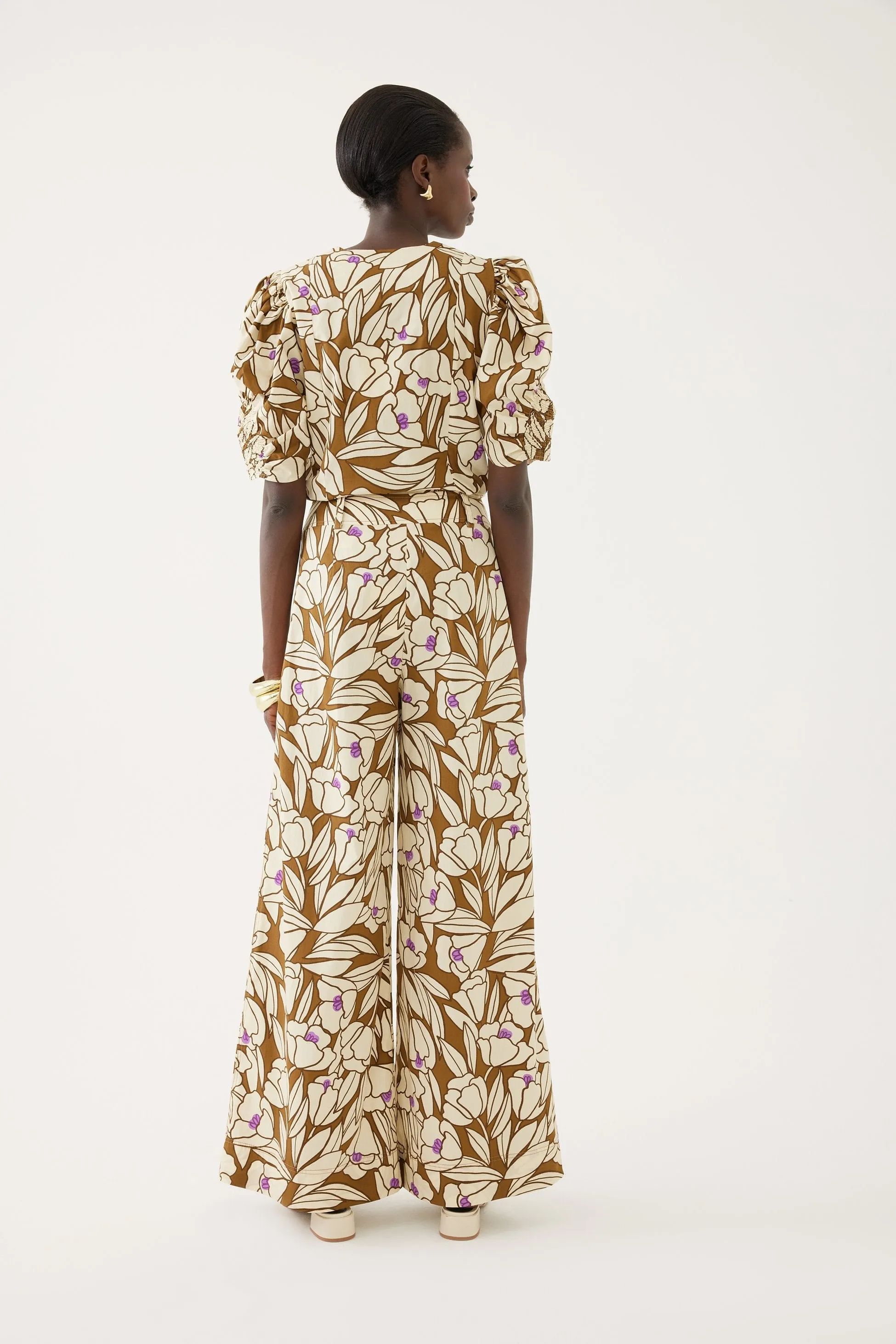 Floral-Print Wide Leg Pants