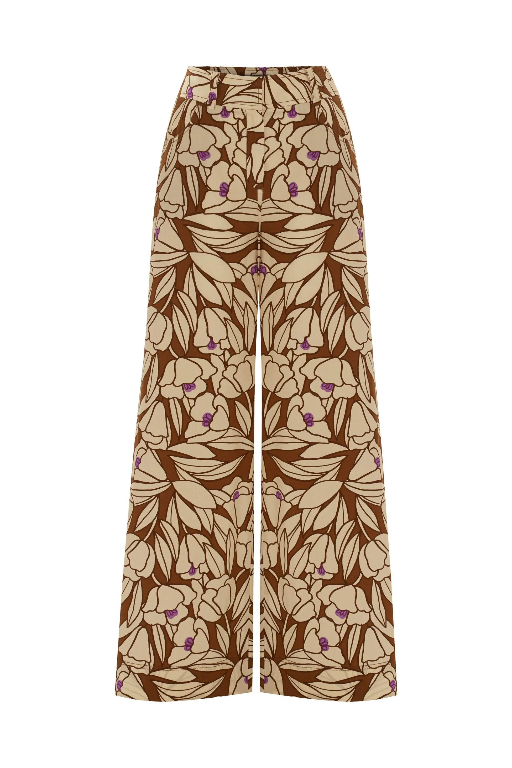 Floral-Print Wide Leg Pants