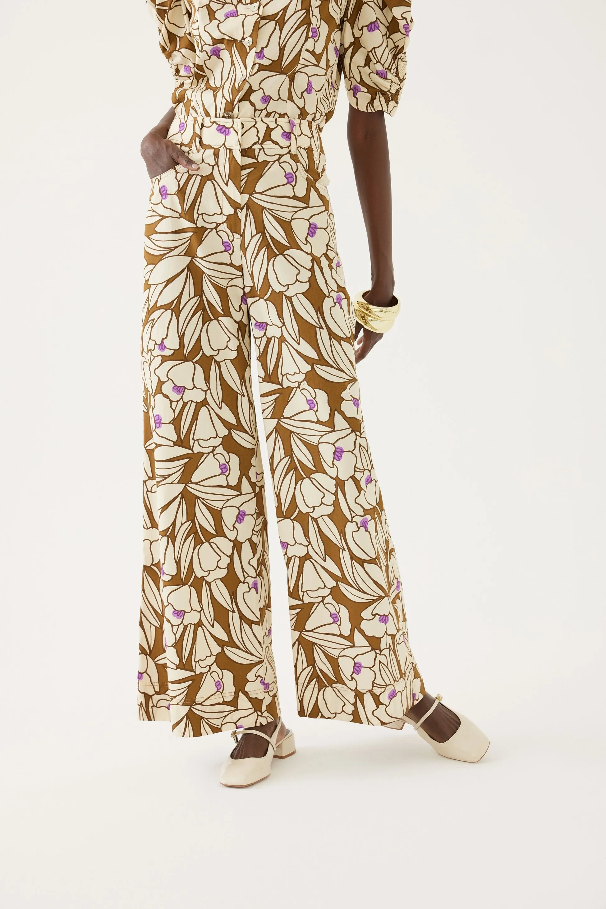 Floral-Print Wide Leg Pants