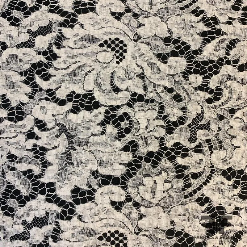 French Chantilly Lace Bold Stitchwork - Off White