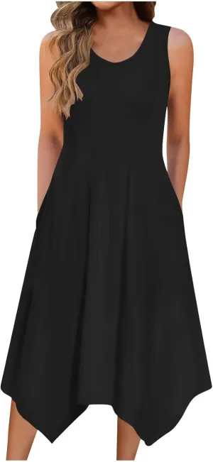 FZYLQY 2025 Womens Summer Dress Casual Swing Ruffle Short Sleeve Sundresses Beach Mini A-line Shift Dress with Pockets