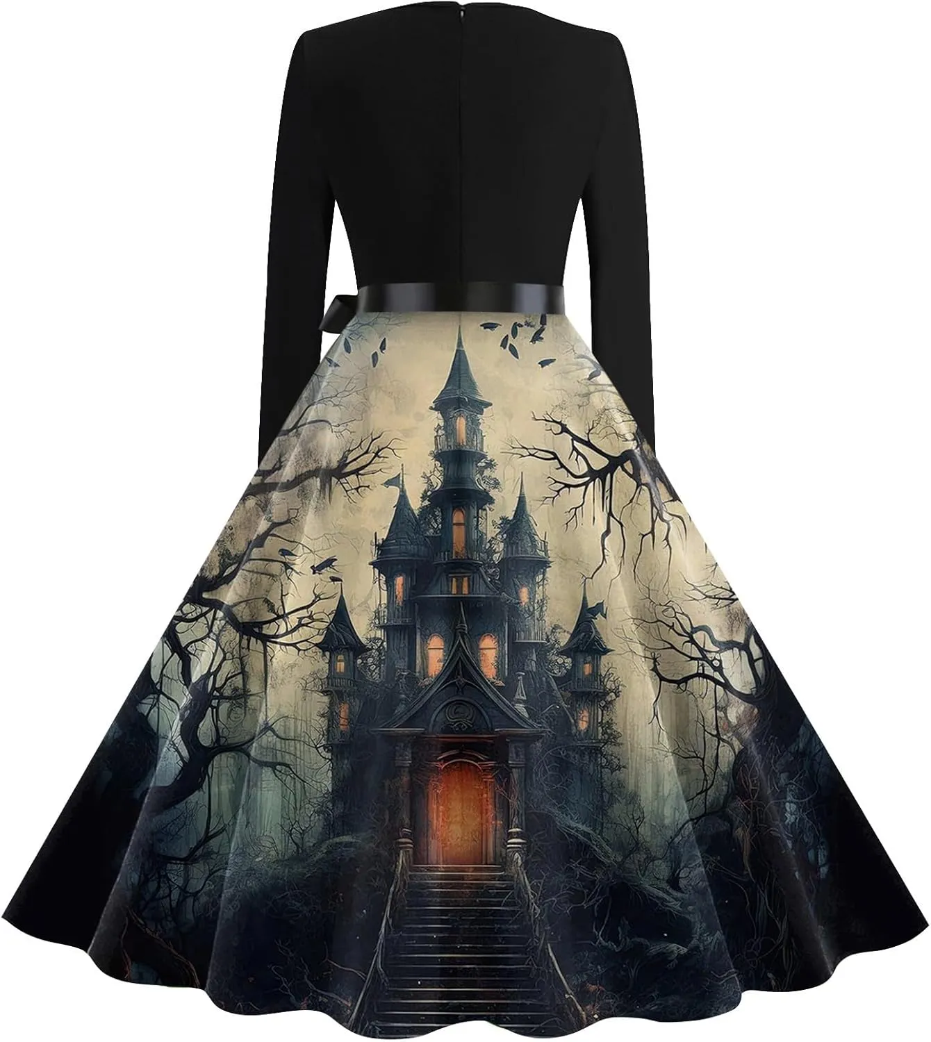 Halloween Dresses for Women V Neck Long Sleeve Fall Costumes 1950s Wrap Plus Size Dresses