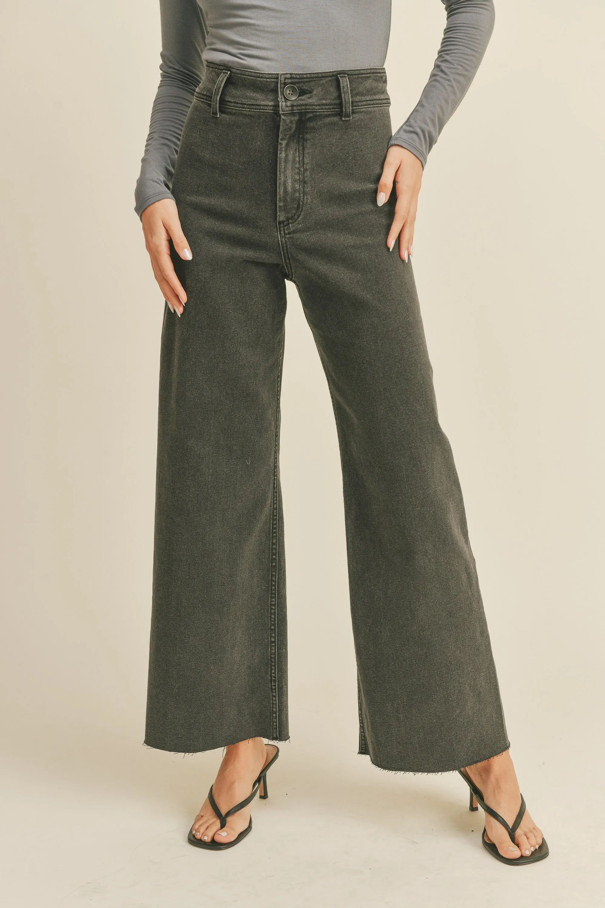 High Rise Straight Wide Leg Pants