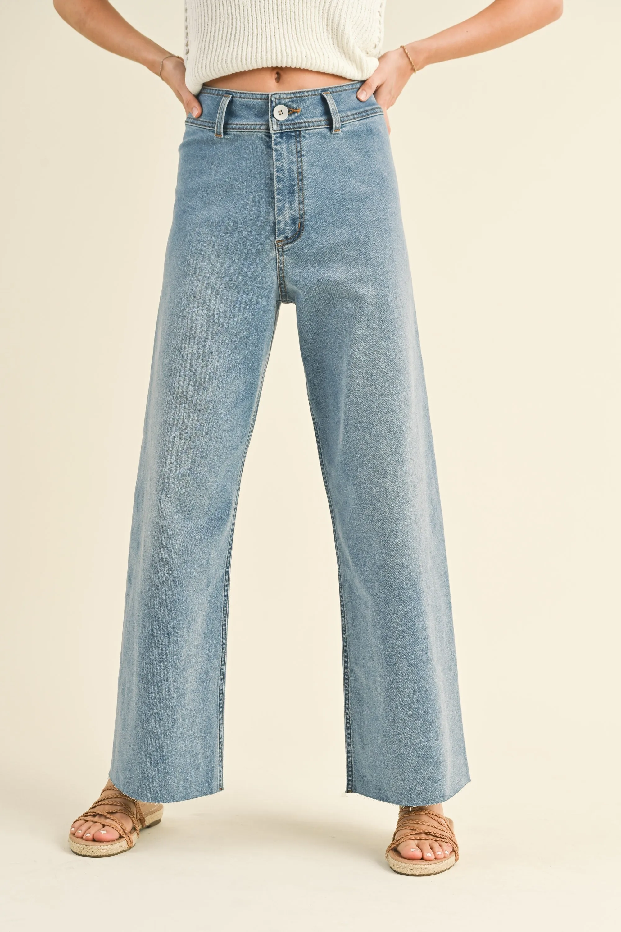 High Rise Straight Wide Leg Pants