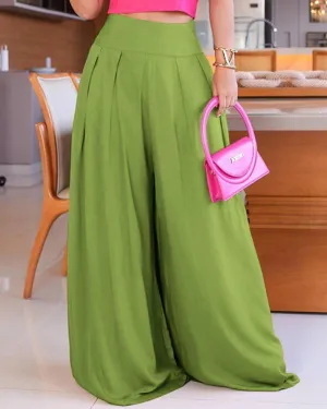 High Waist A Line Flared Pants Casual Loose Fit Wide Leg Summer Pants
