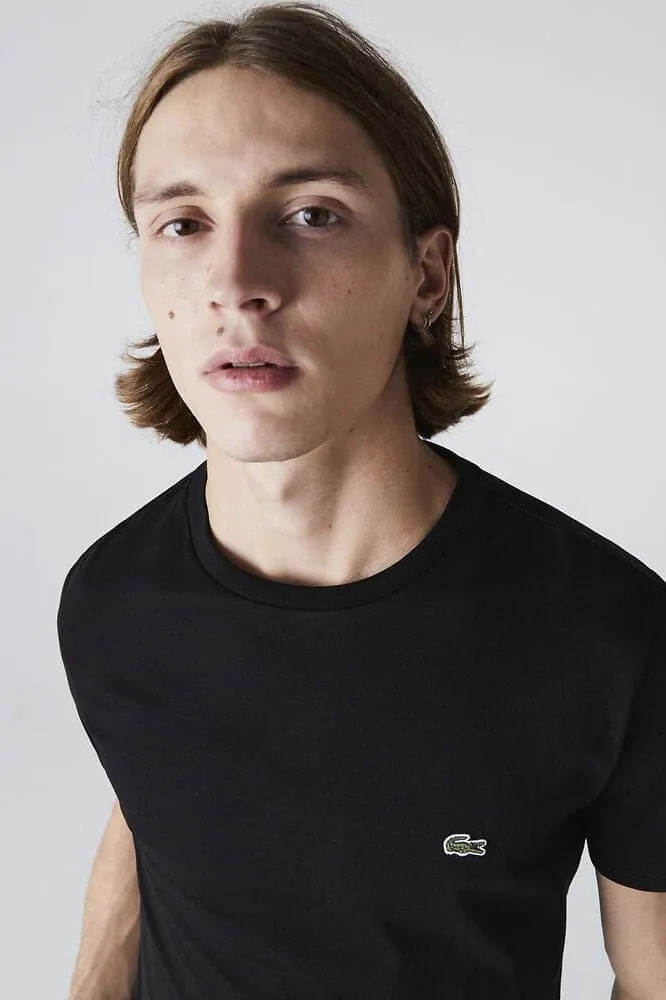 LACOSTE BASIC CREW NECK PIMA TEE - BLACK
