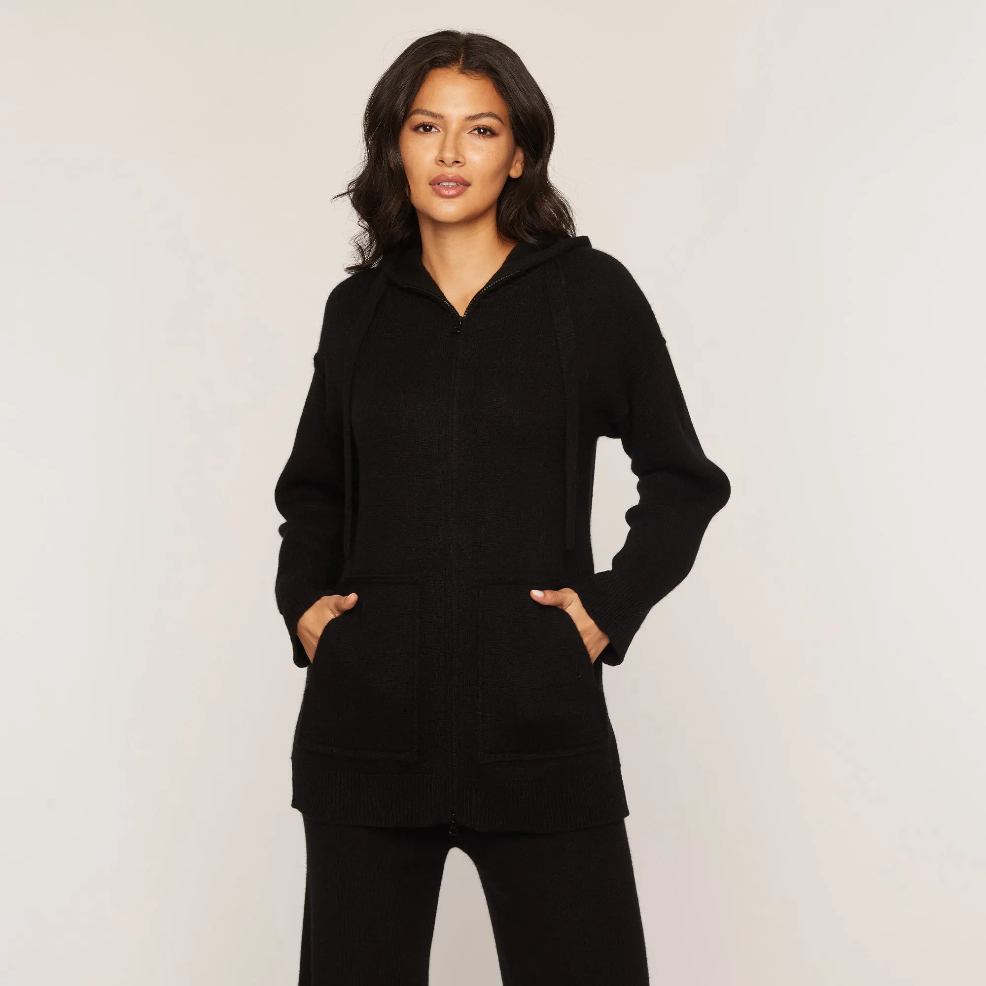 Long Double Face Zip Hoodie
