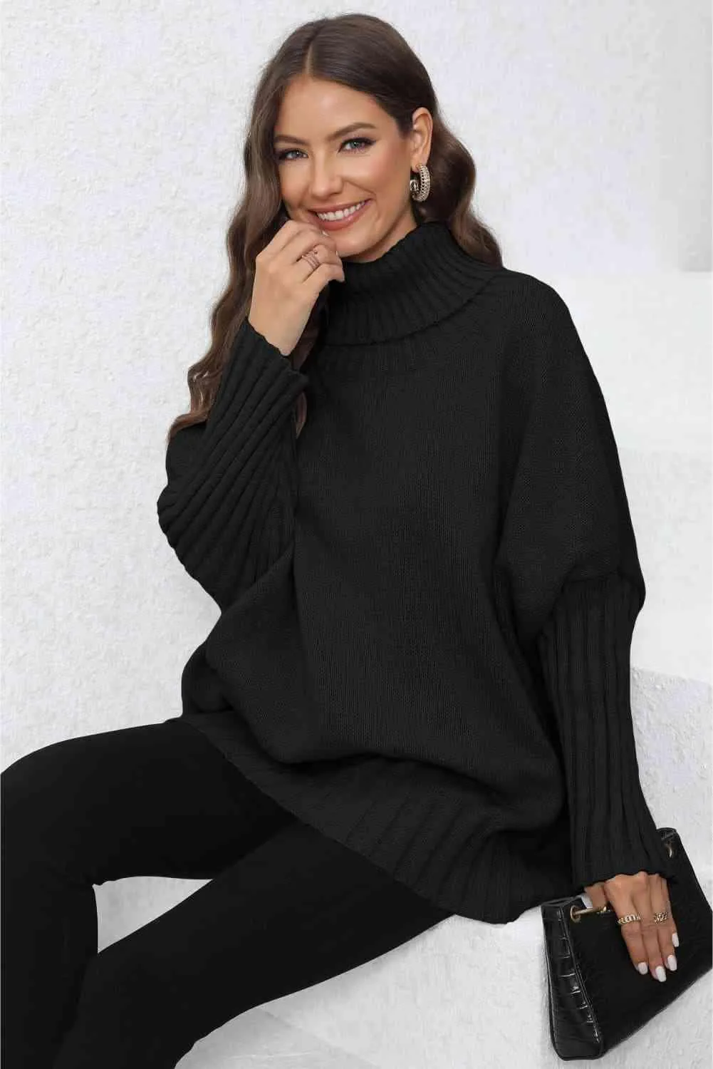Luxurious Warmth Rib Knit Turtleneck Sweater