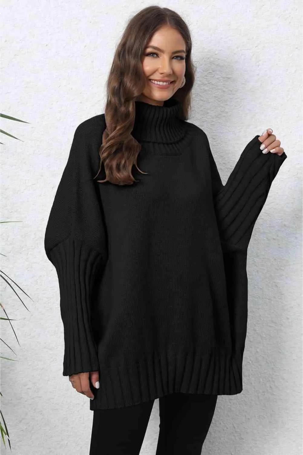 Luxurious Warmth Rib Knit Turtleneck Sweater