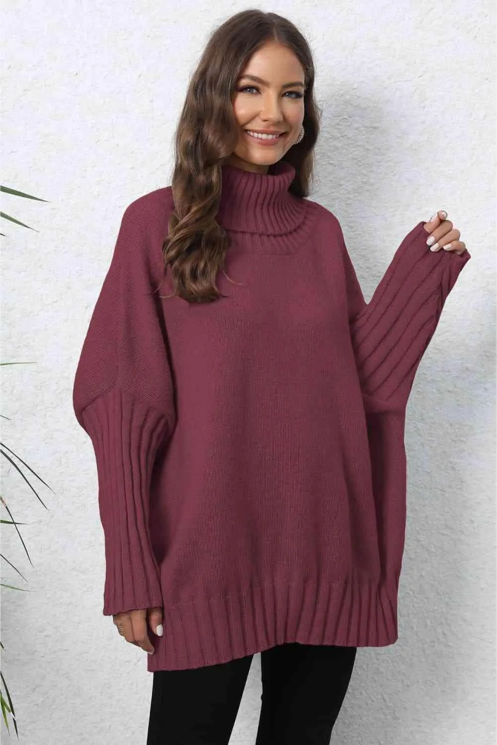 Luxurious Warmth Rib Knit Turtleneck Sweater