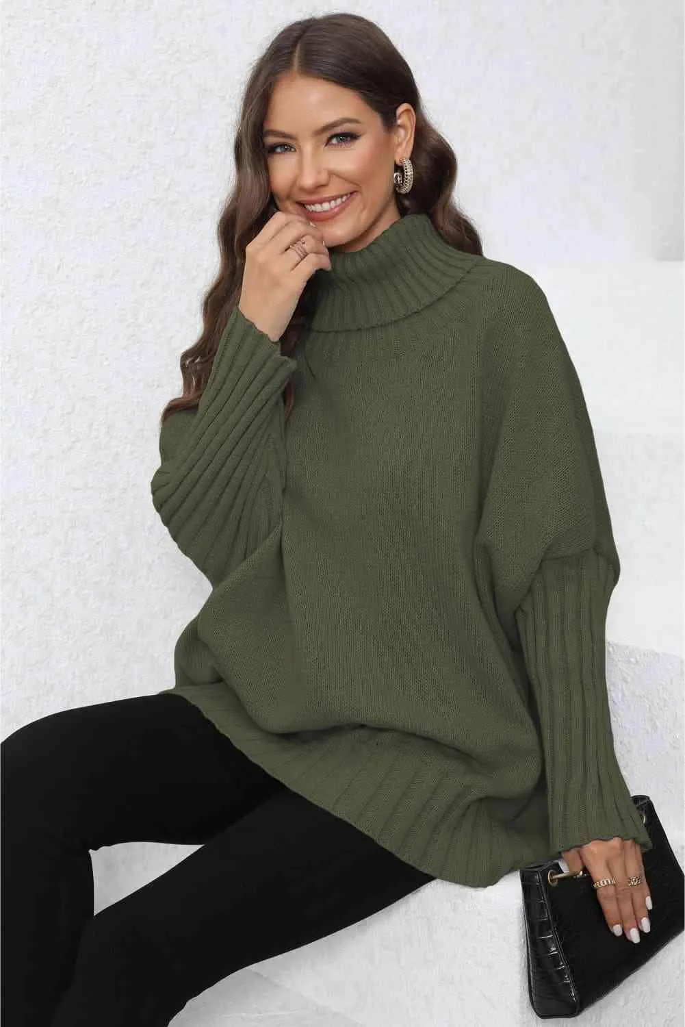 Luxurious Warmth Rib Knit Turtleneck Sweater