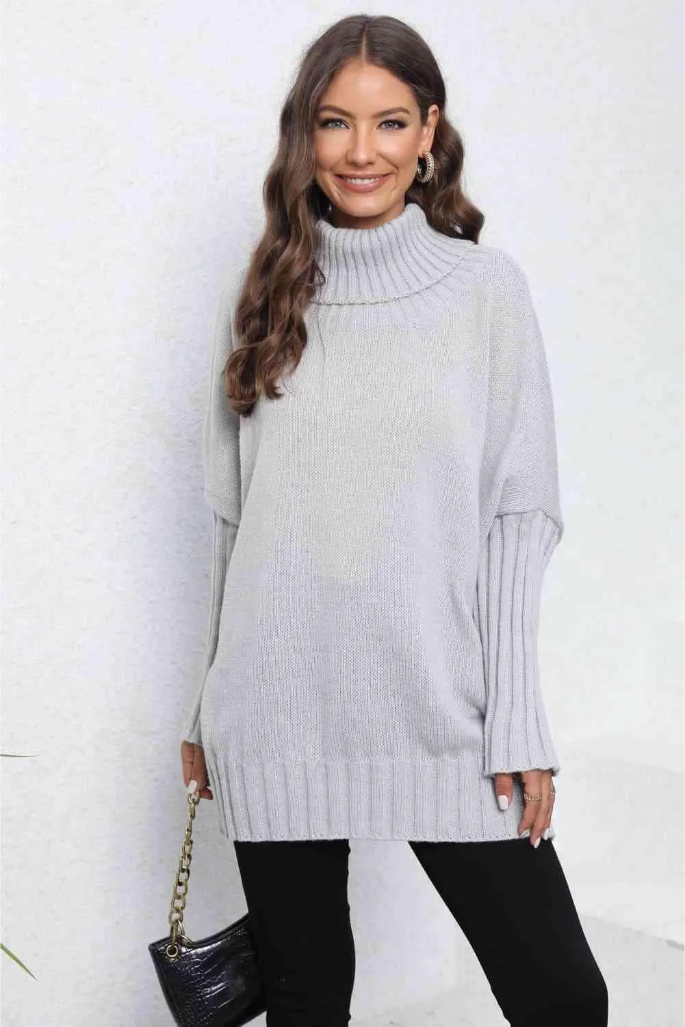 Luxurious Warmth Rib Knit Turtleneck Sweater