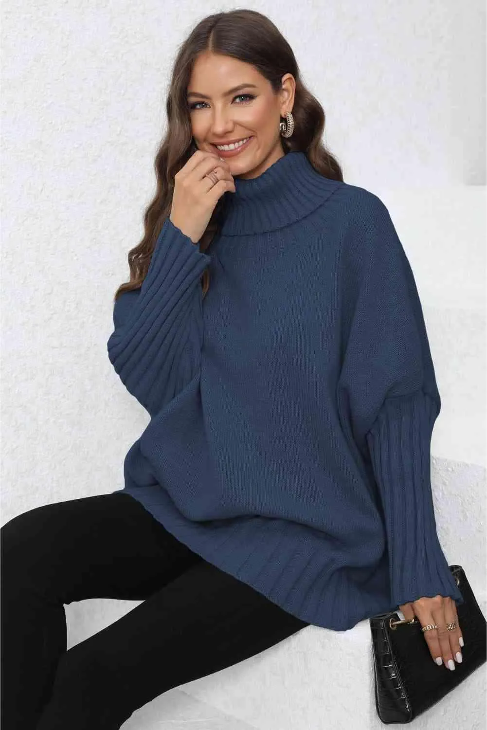 Luxurious Warmth Rib Knit Turtleneck Sweater