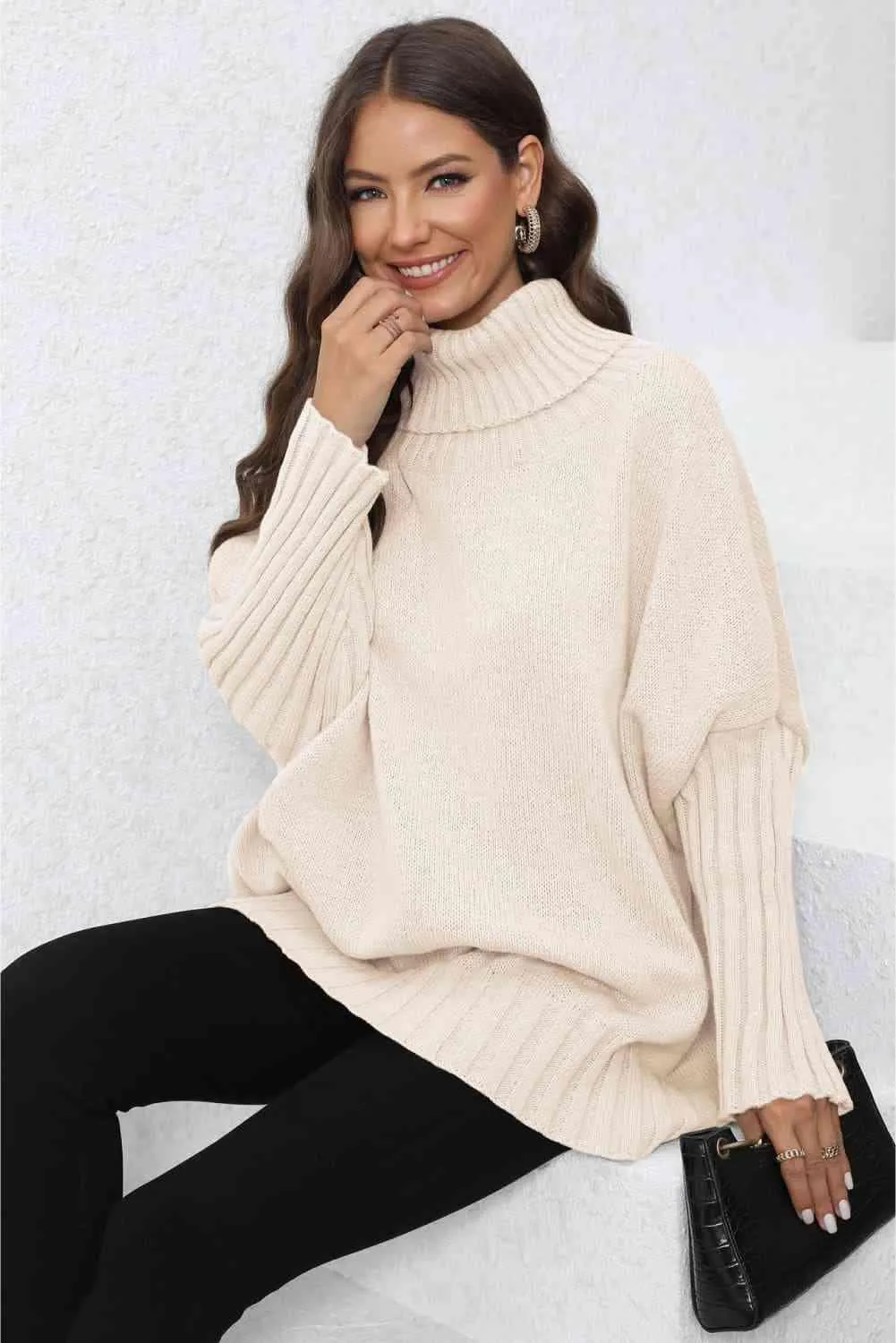 Luxurious Warmth Rib Knit Turtleneck Sweater