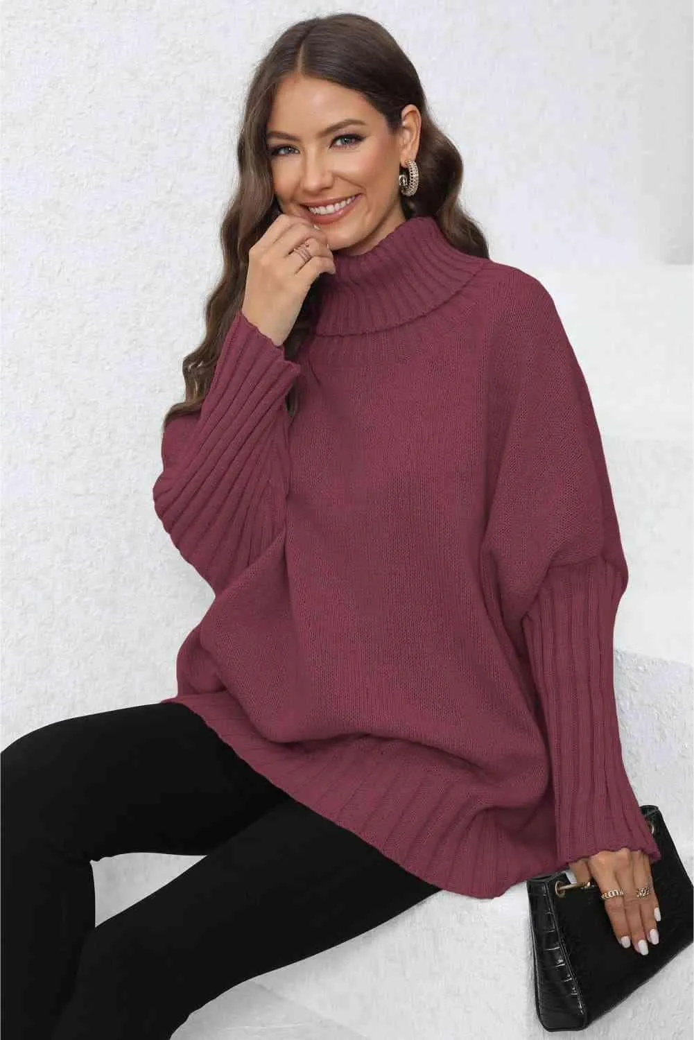 Luxurious Warmth Rib Knit Turtleneck Sweater