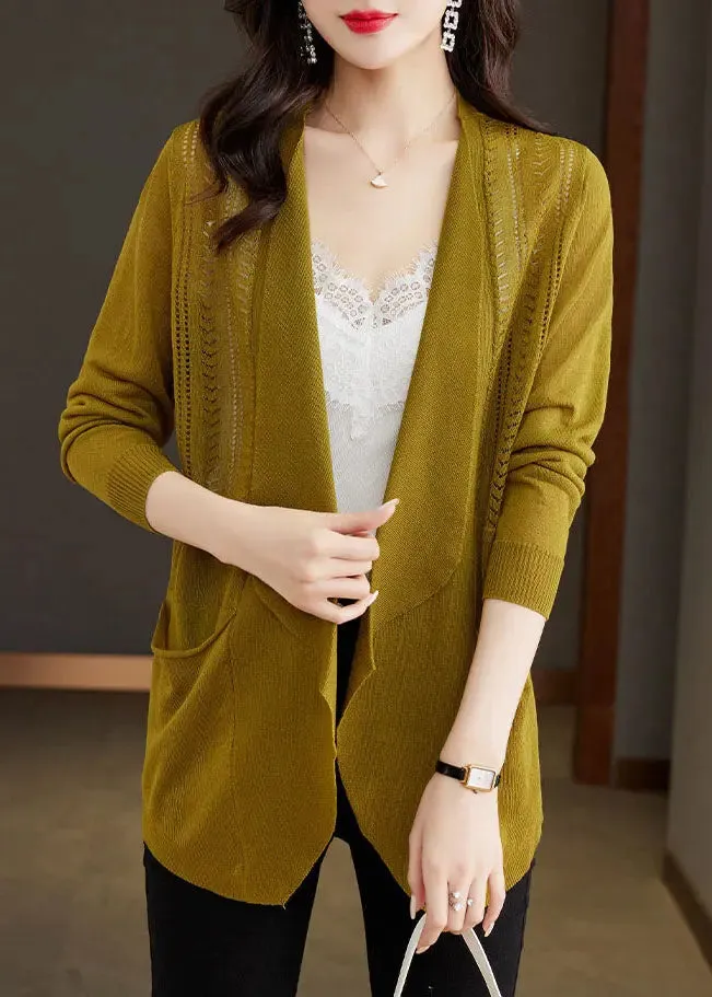 Matcha Colour Hollow Out Ice Size Knit Cardigans Long Sleeve LY8104