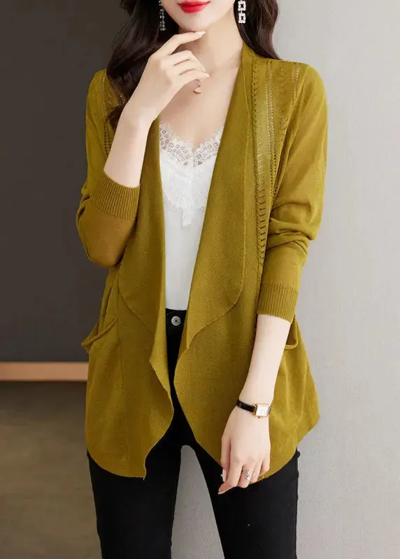 Matcha Colour Hollow Out Ice Size Knit Cardigans Long Sleeve LY8104