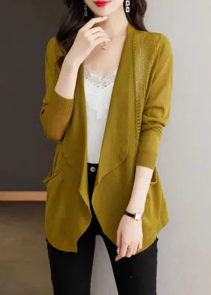 Matcha Colour Hollow Out Ice Size Knit Cardigans Long Sleeve LY8104