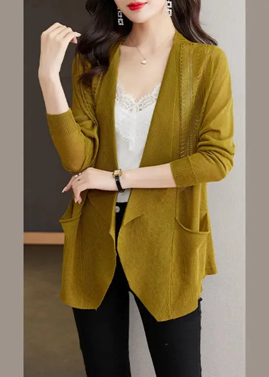 Matcha Colour Hollow Out Ice Size Knit Cardigans Long Sleeve LY8104